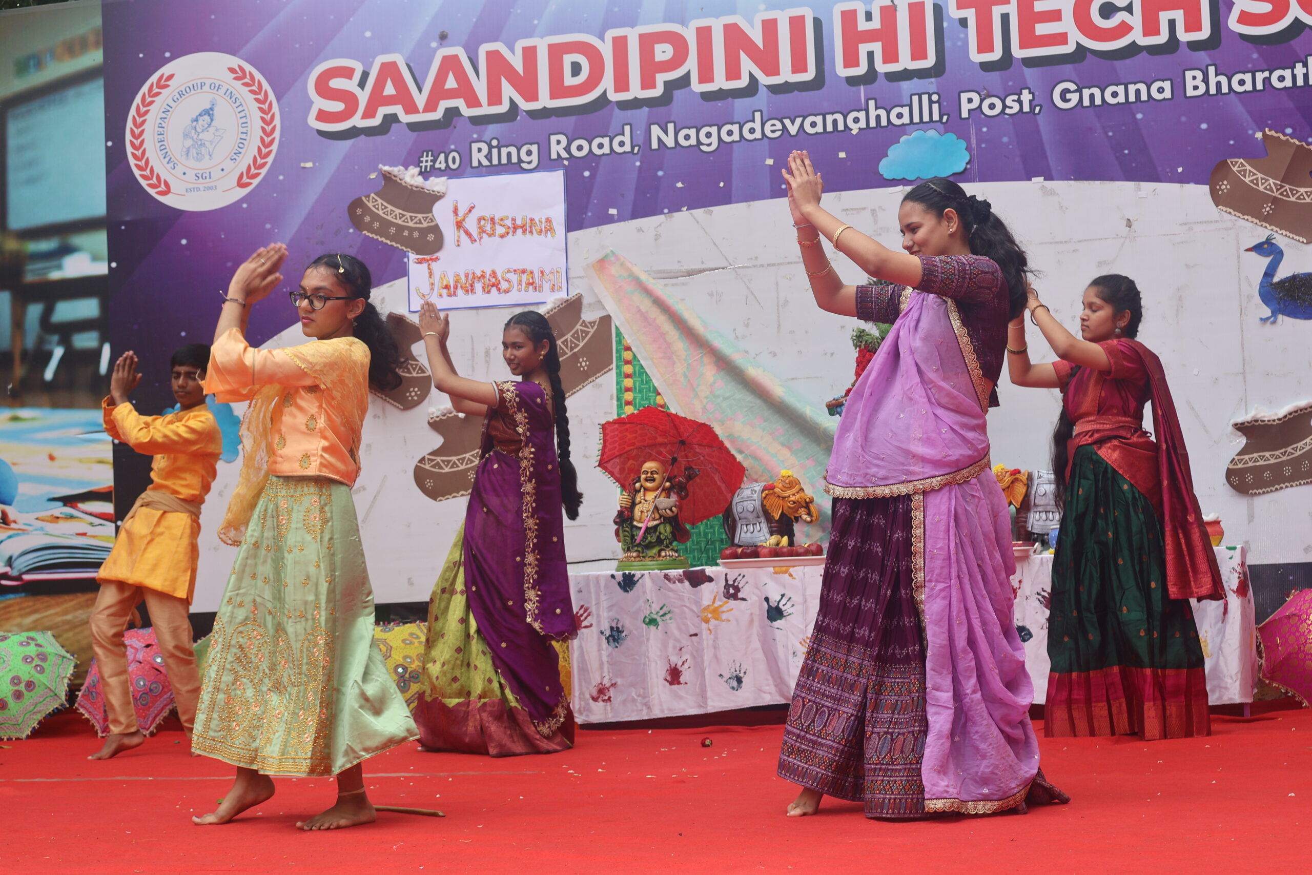 Students performing a traditional dance